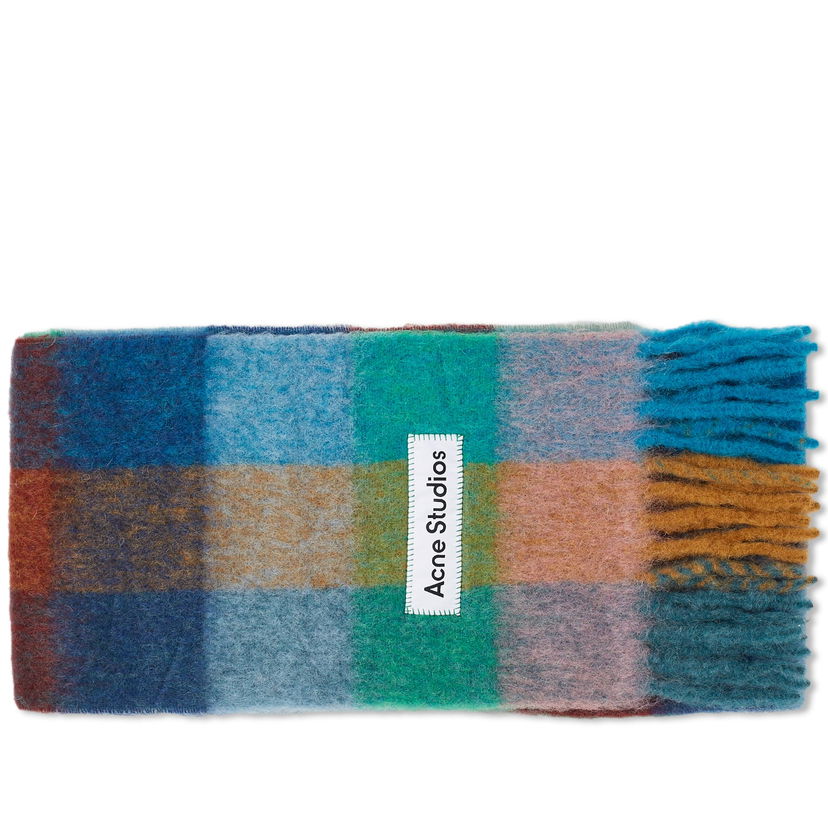 Tørklæde Acne Studios Vally Check Scarf Blå | CA0084-DL4