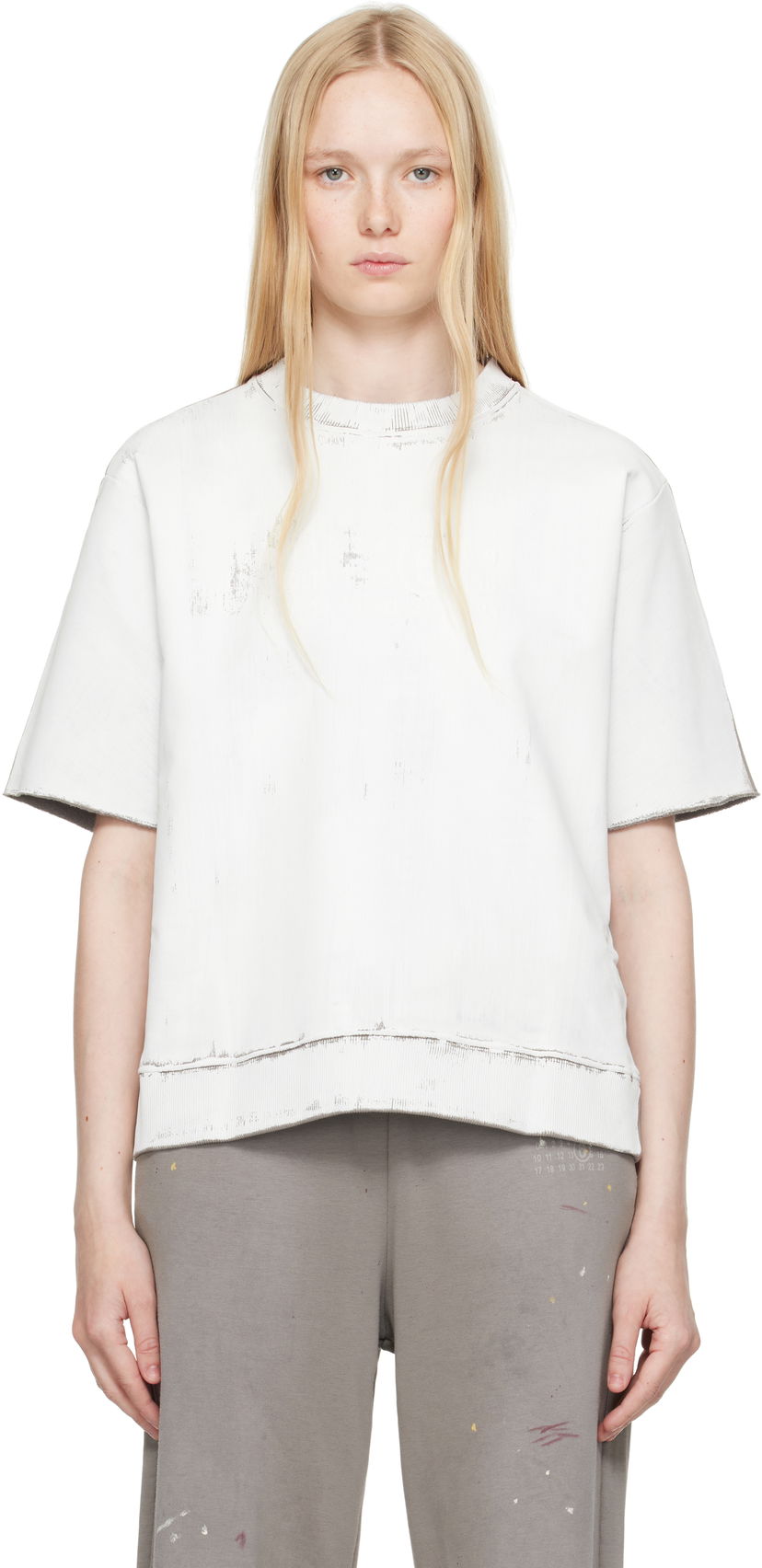 T-shirt Maison Margiela MM6 Maison Margiela Light Sweatshirt Hvid | S62GU0137 M25013