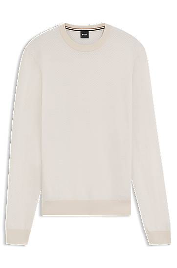 Sweater BOSS Herringbone Virgin Wool and Cotton Sweater Beige | 50549985, 0