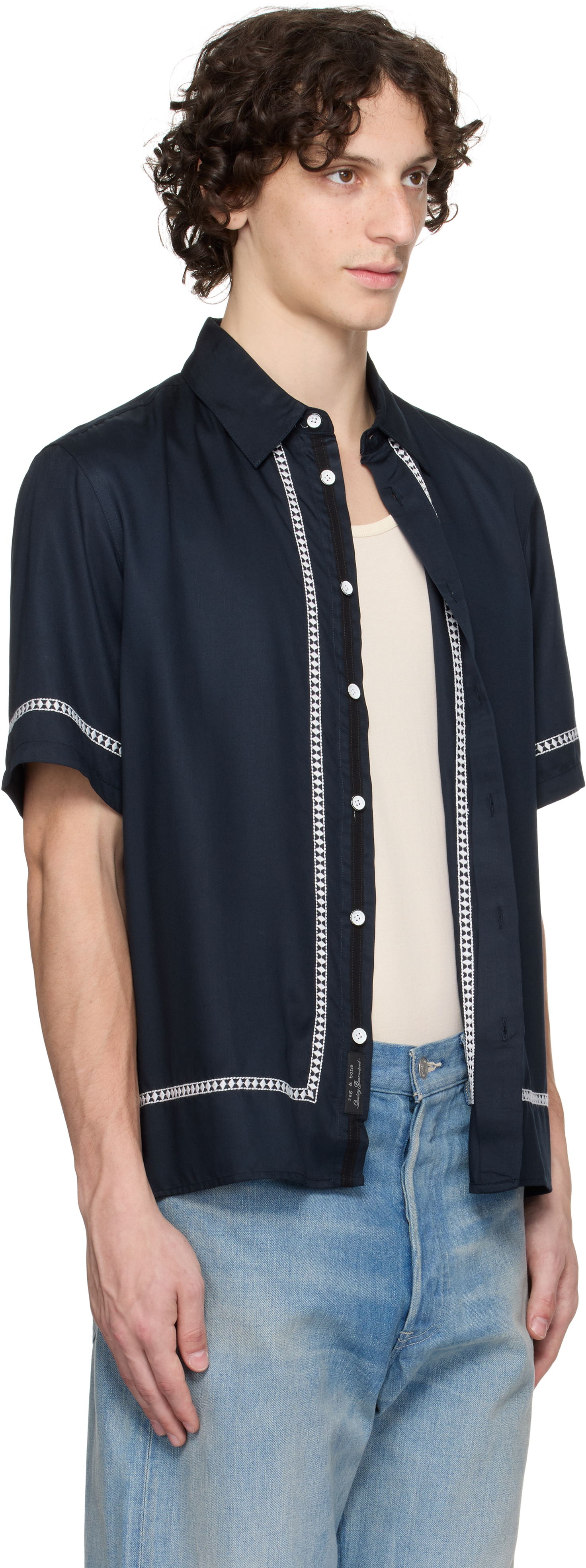 Skjorte rag & bone rag & bone Dalton Embroidered Shirt Mørkeblå | MBW25PA027SVML, 1