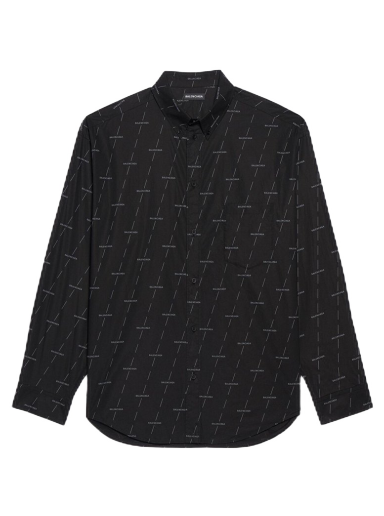 Skjorte Balenciaga Large Fit Poplin Shirt Sort | 642265TJLF31269
