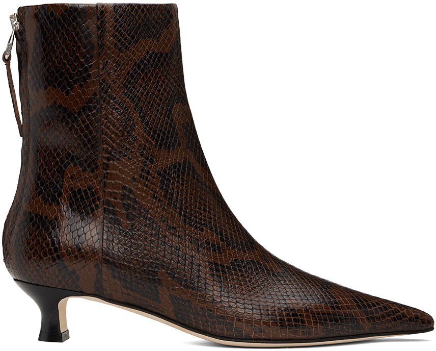 Tøj Aeyde Aeyde Zoe Snakeskin Ankle Boots Brun | A11-AB-TGRP35KT74-FW24-953-064, 0