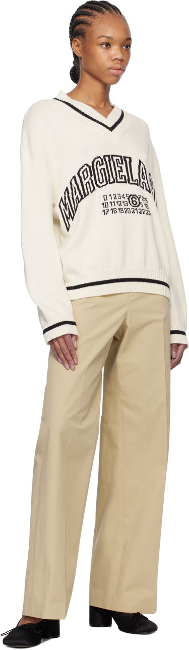 Sweater Maison Margiela MM6 Maison Margiela Varsity Jacquard Sweater Hvid | S52HN0009 M13085, 3