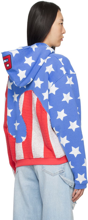 Sweatshirt ERL Stars & Stripes Swirl Print Fleece Hoodie Rød | ERL07T022, 2