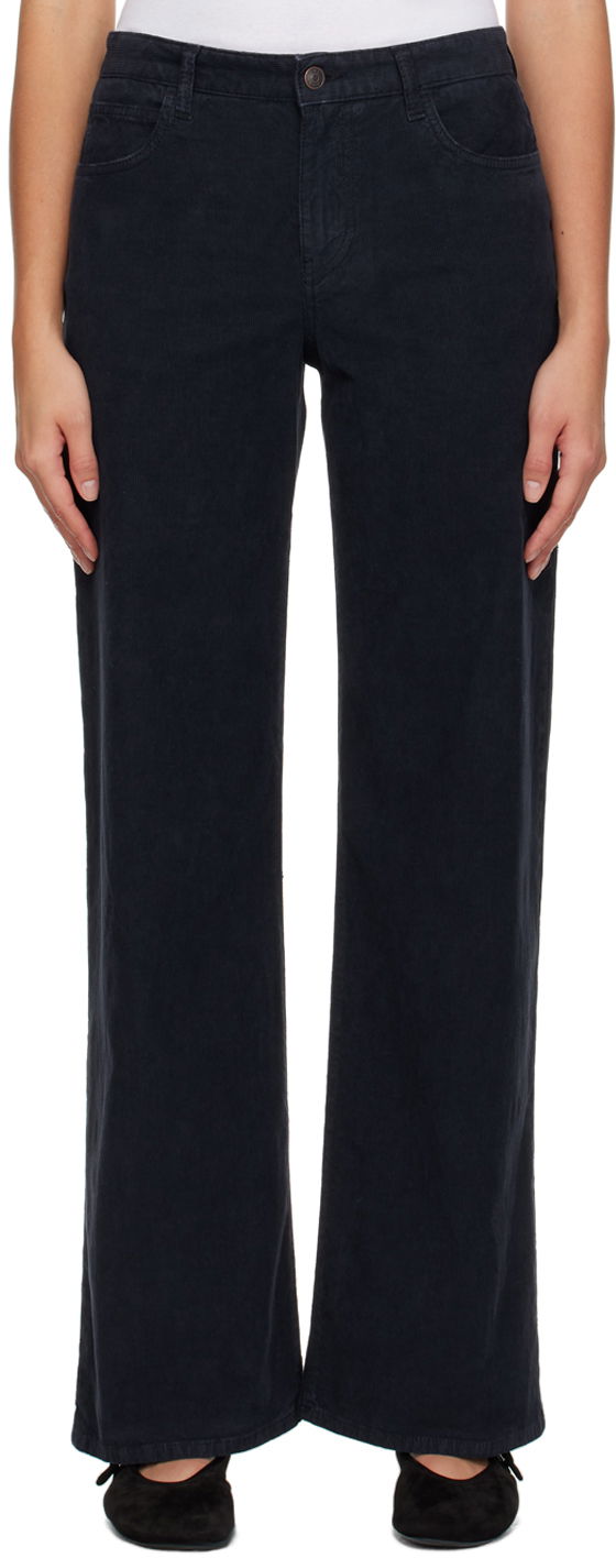 Bukser The Row Eglitta Navy Wide-Leg Trousers Blå | 6634-W2789