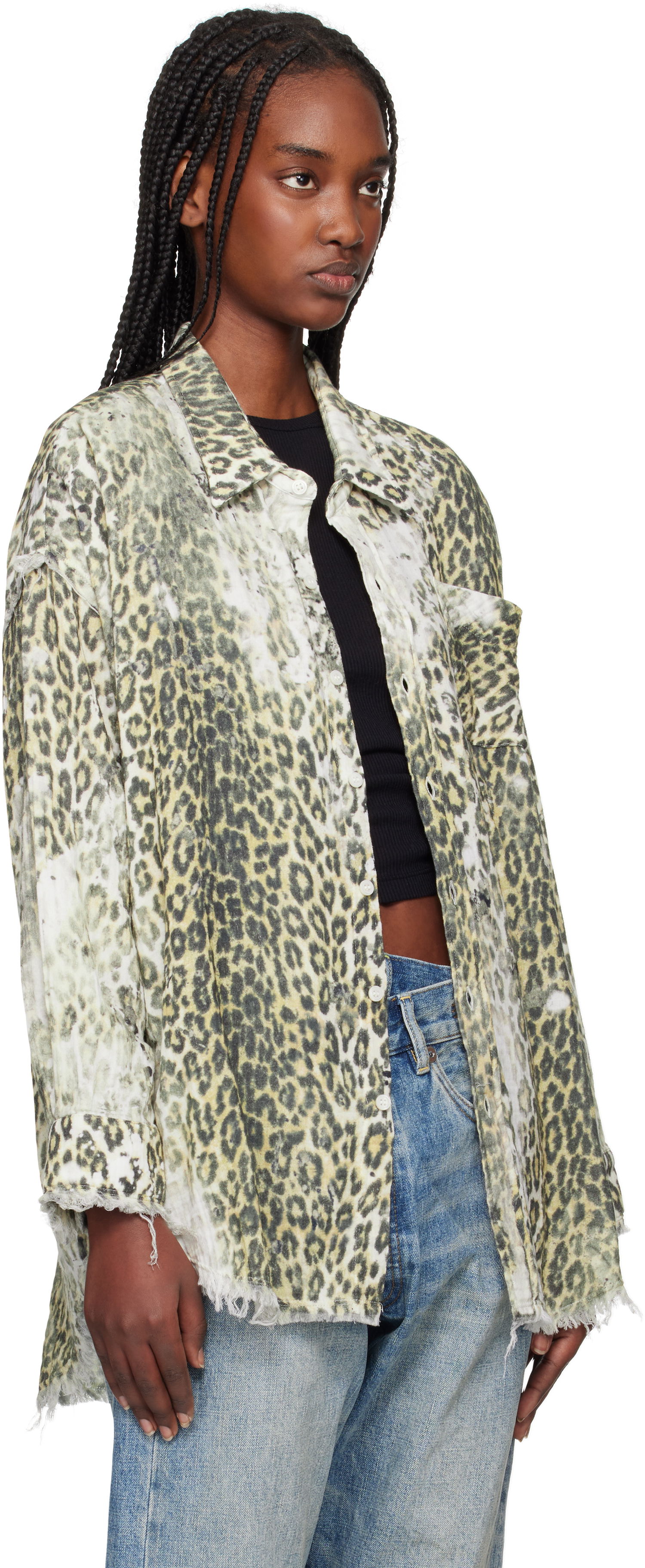 Skjorte R13 R13 Shredded Leopard Print Shirt Beige | R13WR075-R469B, 1