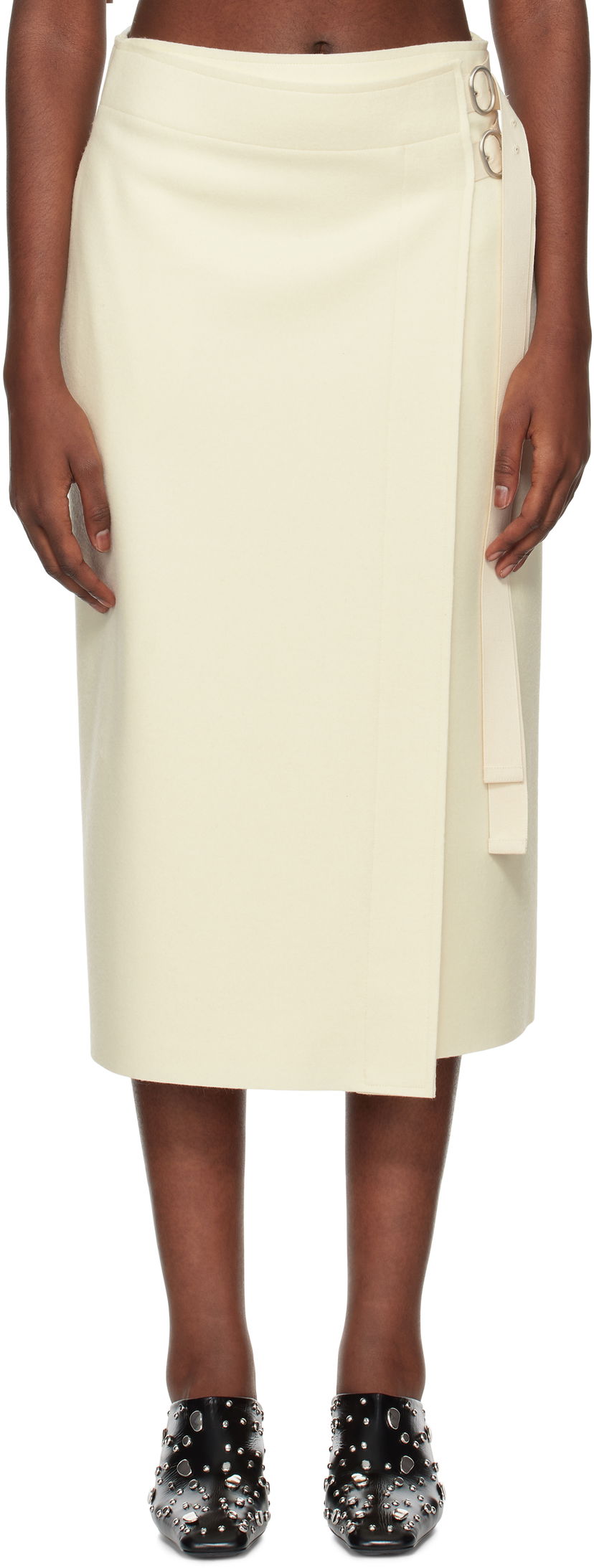 Nederdel Jil Sander Double Face Compact Midi Skirt Hvid | J40MA0157_J20212
