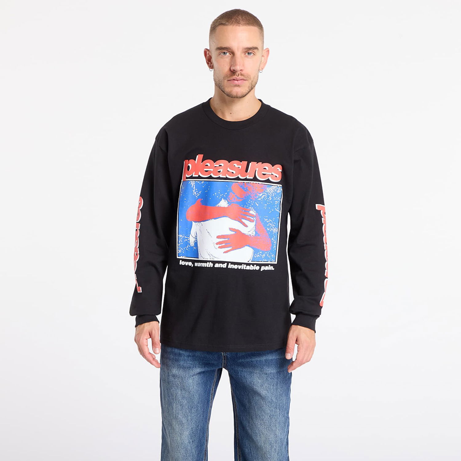T-shirt Pleasures Pleasures Embrace Long Sleeve T-shirt Sort | P25F078- BLACK, 0
