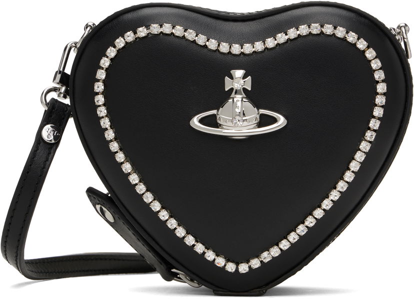 Håndtaske Vivienne Westwood Vivienne Westwood Mini Heart Crossbody Bag with Crystal Trim Sort | 58020001W-L008K-