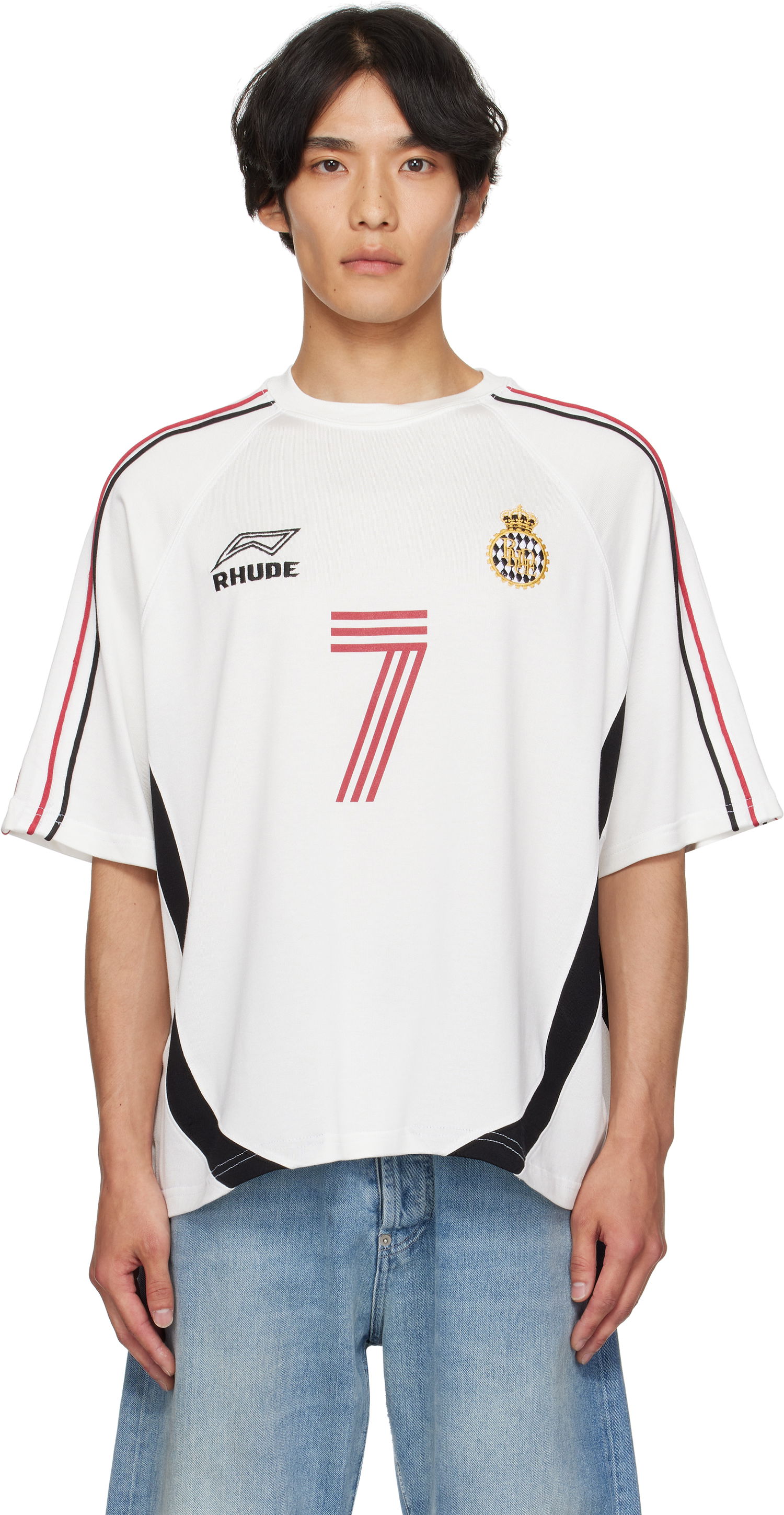 T-shirt Rhude Rhude Lundun Soccer Jersey T-Shirt Hvid | RHPF25TT02729, 0
