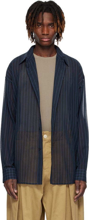 Skjorte sage NATION SAGE NATION Chisholm Sheer Striped Shirt Mørkeblå | S075 CHISHOLM SHIRT, 0