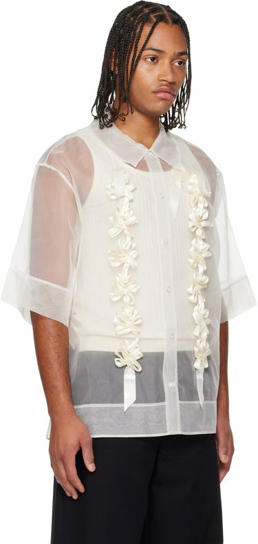 Skjorte Simone Rocha Ribbon Daisy Chain Boxy Shirt Hvid | 5388 0360, 1