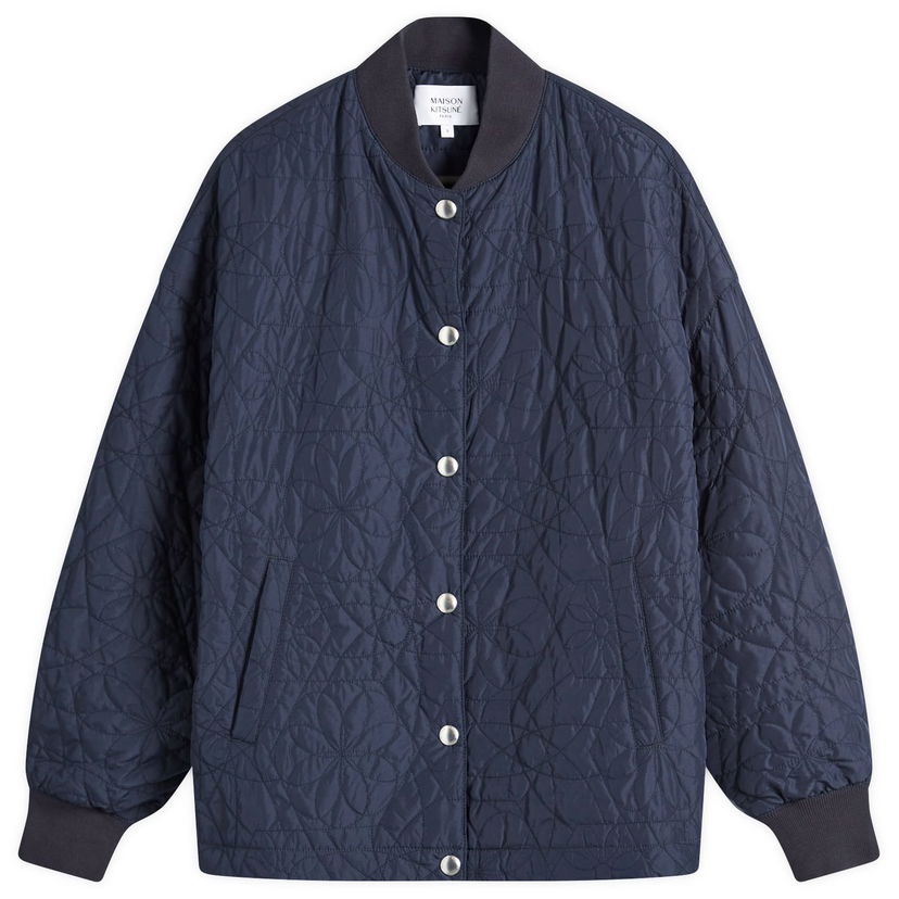 Skjorte MAISON KITSUNÉ Quilted Shirt Large Mørkeblå | NW02103WQ4036-P480