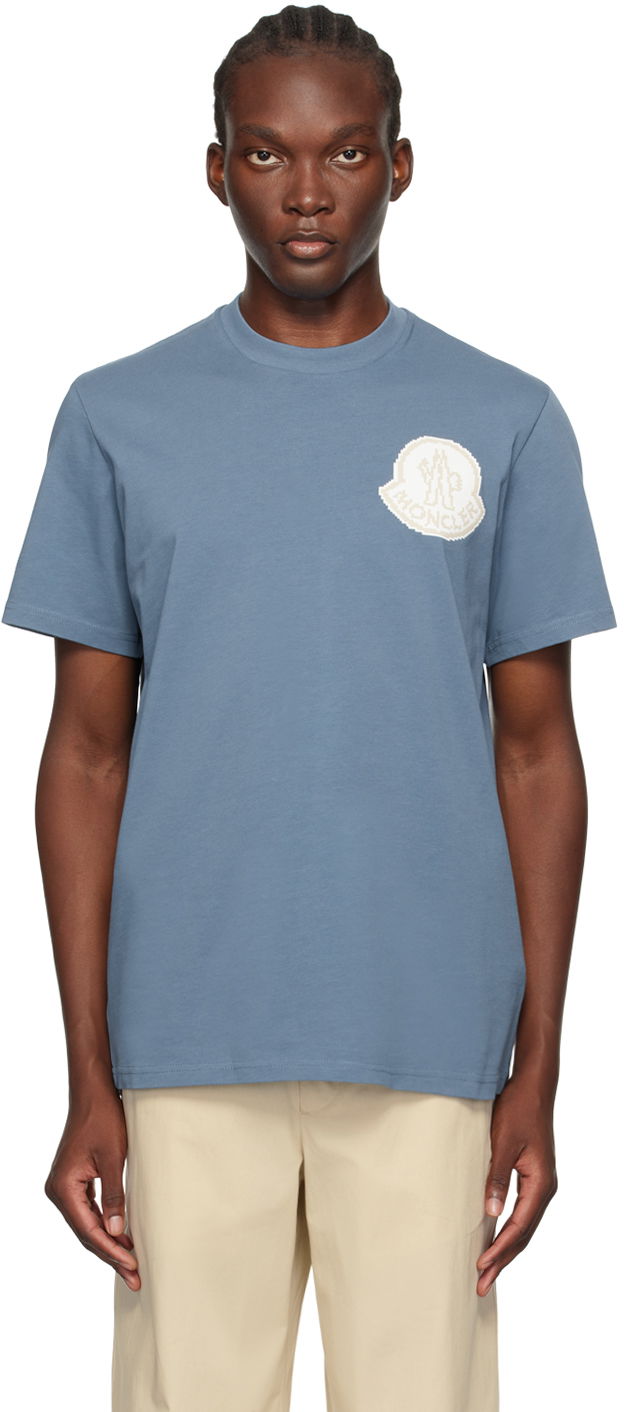 T-shirt Moncler Blue Logo T-Shirt Blå | J20918C0000483927