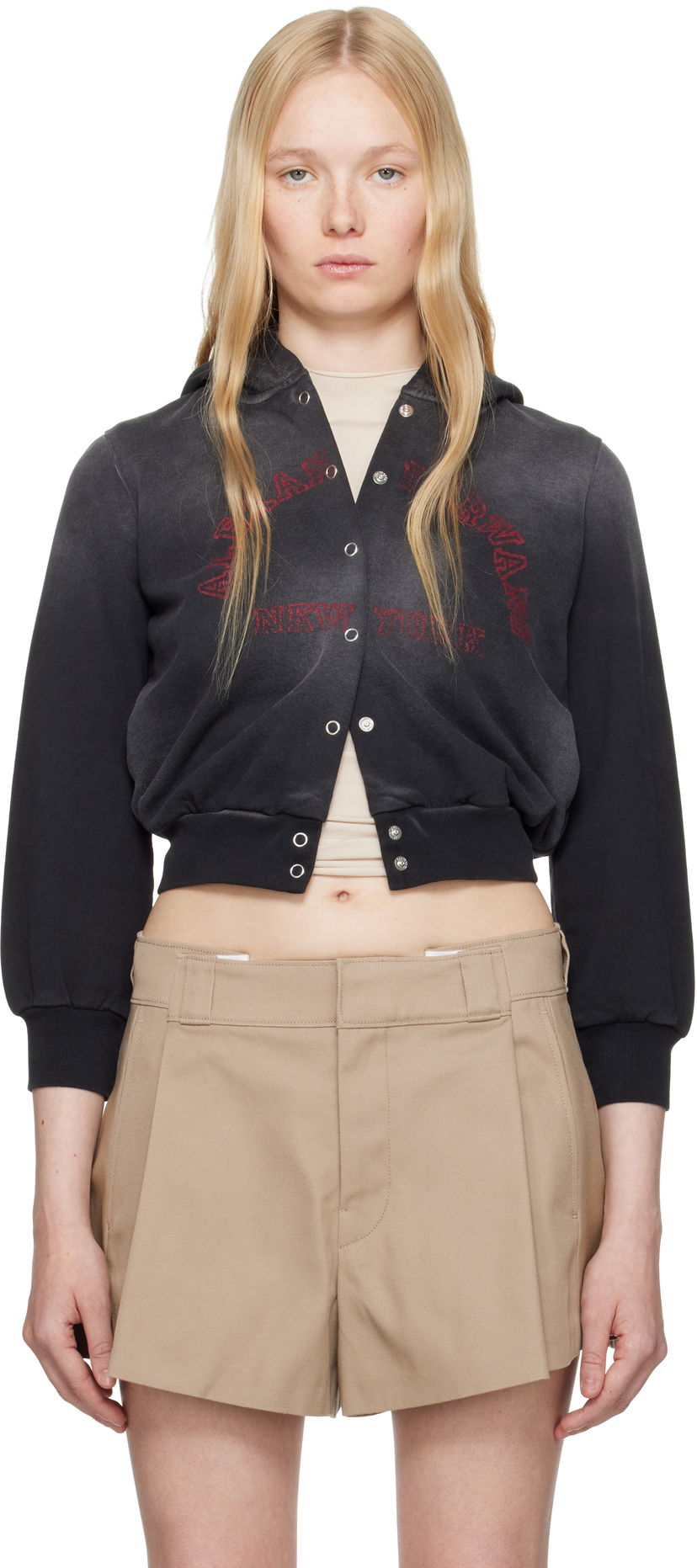 Sweater Alexander Wang Alexander Wang.t Shrunken Cotton Terry Cardigan Sort | 4CC2251554