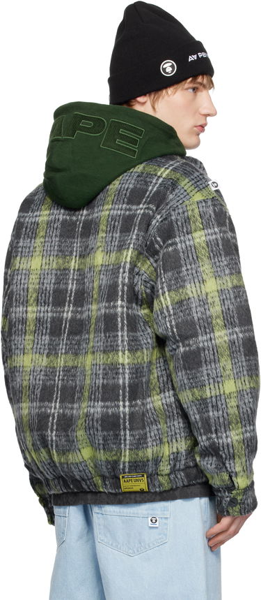 Bomberjakke AAPE by A Bathing Ape AAPE by A Bathing Ape Moonface Logo Check Hooded Jacket Flerfarvet | AAPJKM7681XXNGYM, 2