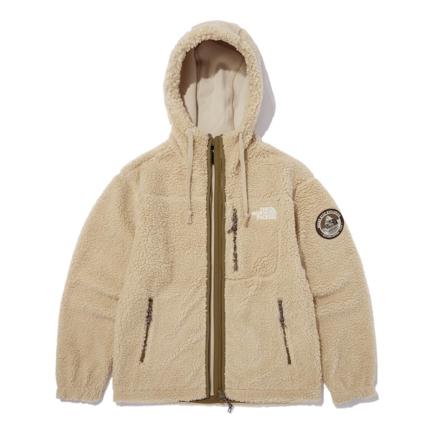 Sweatshirt The North Face Fleece Hooded Jacket Beige | NJ4FN57C, 0