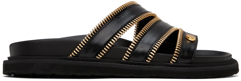 Skopleje Moschino Moschino Zipper Detail Sandals Sort | MA28183G1I MJ5 000