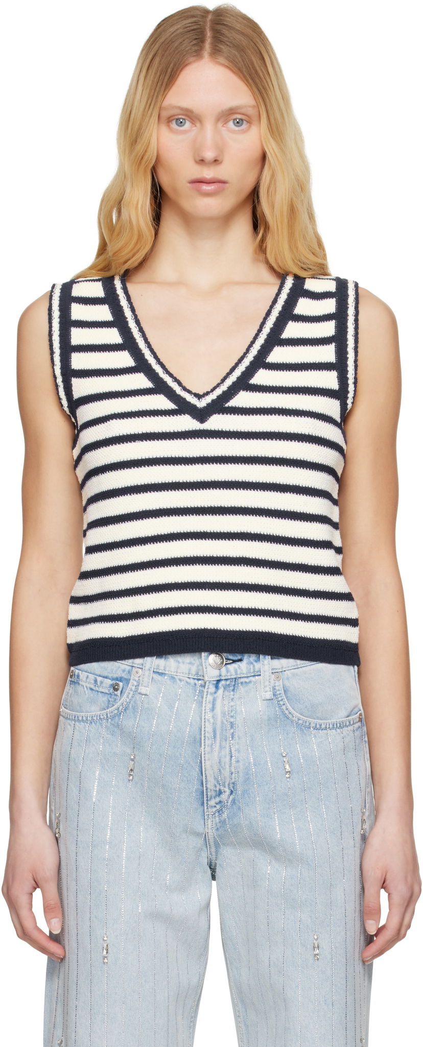 Sweater rag & bone rag & bone Meghan Stripe Knit Vest Flerfarvet | WAS25S062EC62