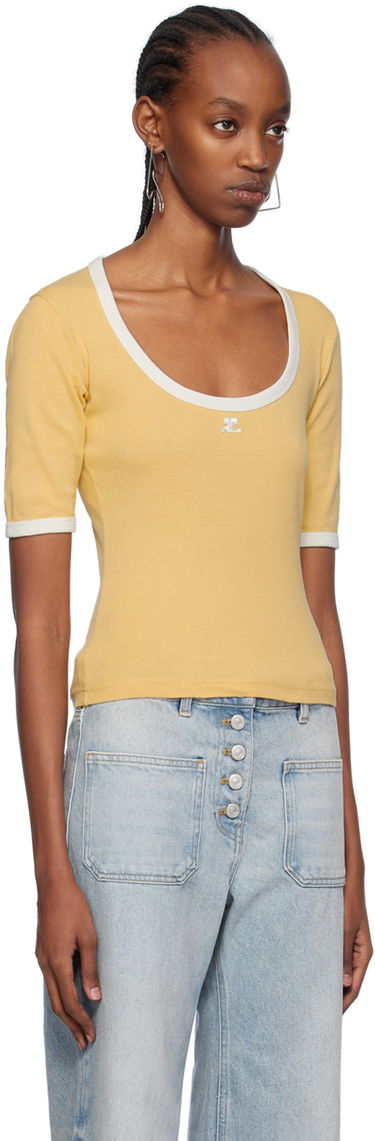 T-shirt Courrèges Slim Scoop Neck T-Shirt Hvid | 124JTS116JS0070, 4