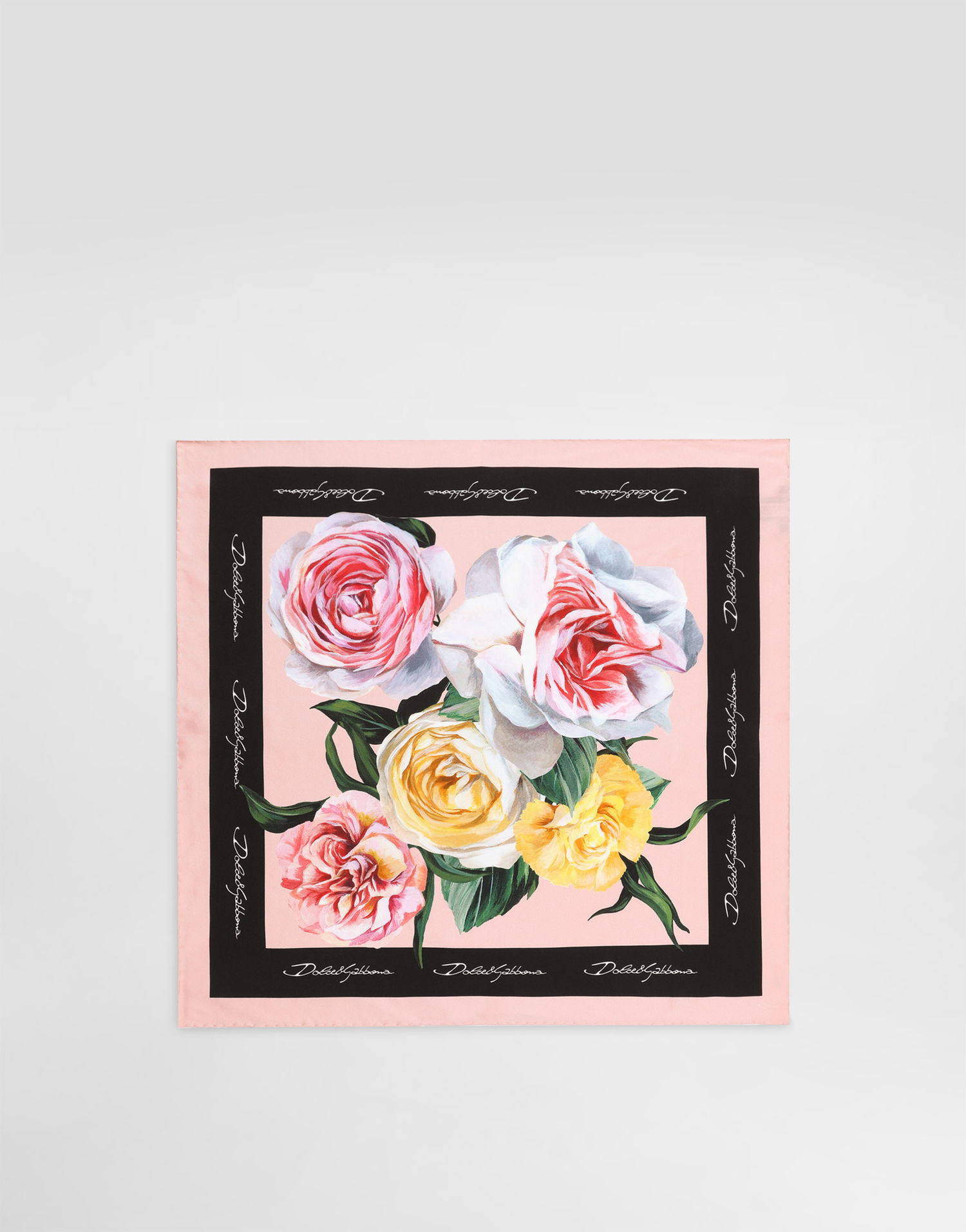 Tørklæde Dolce & Gabbana Dolce & Gabbana Rose and Peony Print Silk Twill Square Scarf Lyserød | FN093RGDCUIHF5IY, 0