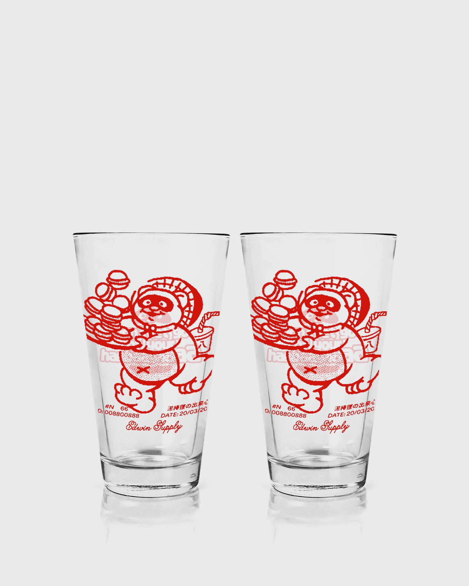 Home decor EDWIN Edwin Supply Tanuki Graphic Cola Glasses - Pack of 2 Rød | I035937-H400, 0