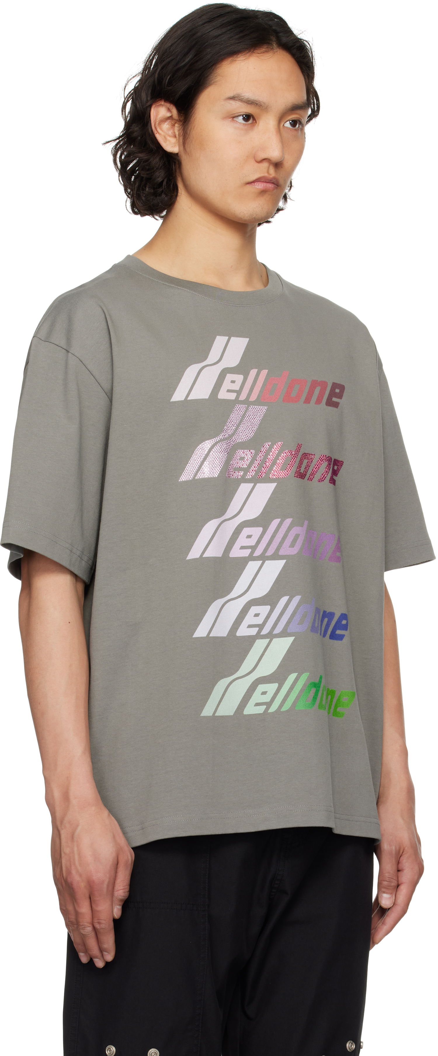 T-shirt We11done We11done Multi-Logo T-Shirt Grå | WD-TT1-25-764-U-GY, 1