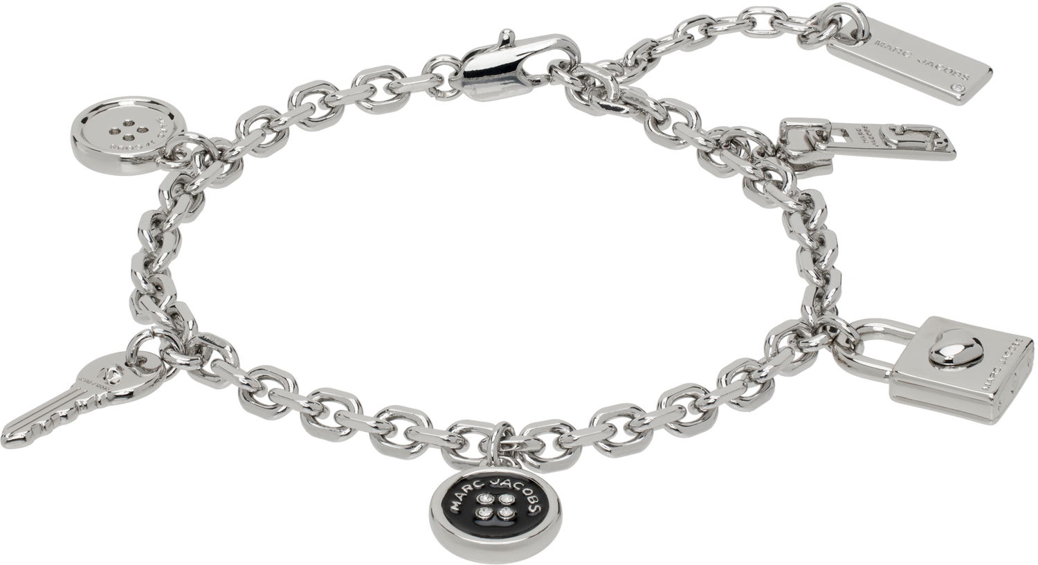 Armbånd Marc Jacobs Marc Jacobs Charm Bracelet with Buttons, Lock, Key and Logo Tag Metalisk | 2R4JBR001J41, 0
