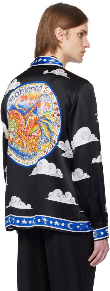 Skjorte Casablanca Casablanca Open Spread Collar Silk Shirt Sort | U-MS25-SH-006-02, 2