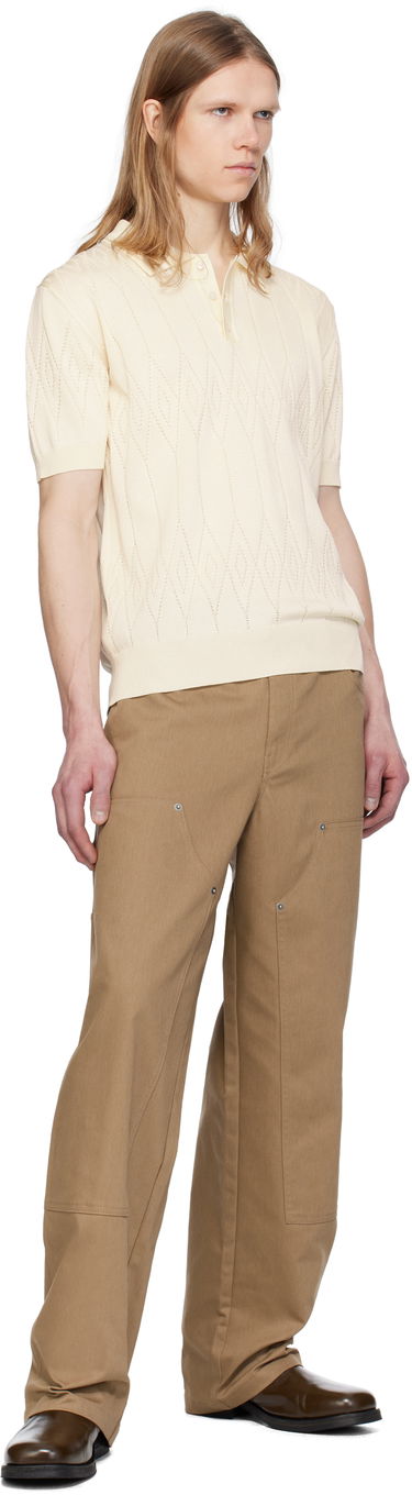 Polo skjorte Golden Goose Golden Goose Argyle Knit Short Sleeve Polo Beige | GMP01412.P001834.11560, 3