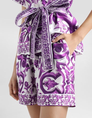 Shorts Dolce & Gabbana Dolce & Gabbana Majolica-Print Twill Shorts Lilla | FTDB8THI1Y8I23TN, 3