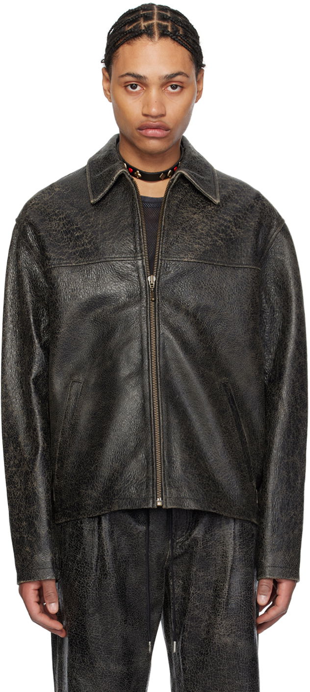 Jakke GUESS USA Black Collar Leather Jacket Sort | M3GN00L0R10JBLK, 0