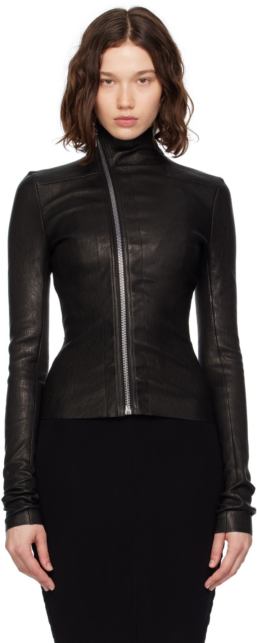 Jakke Rick Owens Rick Owens Gary Leather Jacket Sort | RP02E4701 LSV