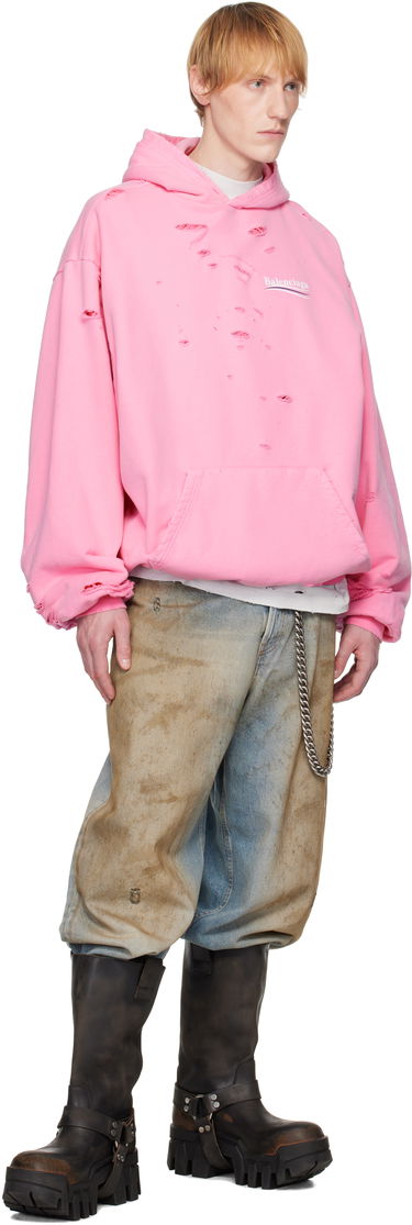 Sweatshirt Balenciaga Balenciaga Political Campaign Destroyed Hoodie Lyserød | 818557TRVP9, 3