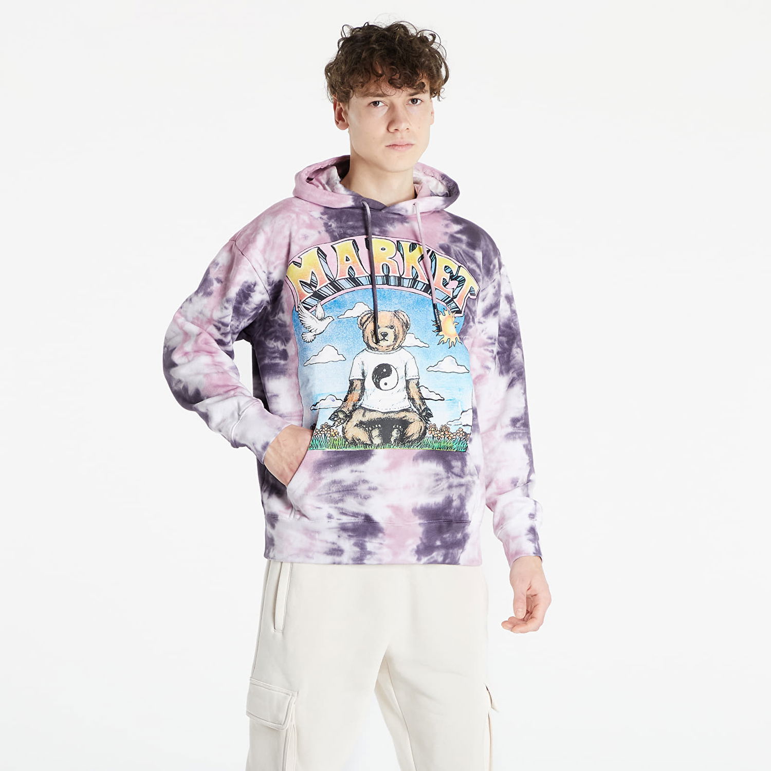 Sweatshirt MARKET Namaste Bear Day and Night Tie-Dye Hoodie Flerfarvet | 397000205 190132, 0