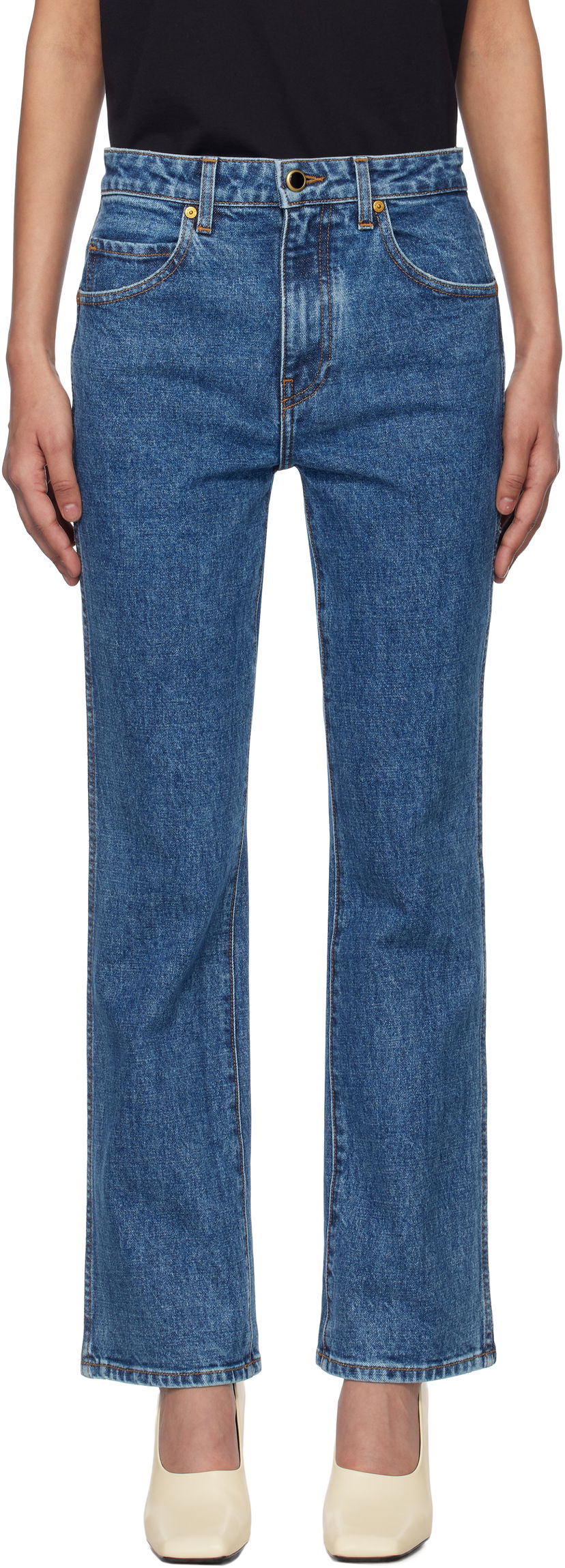 Jeans Khaite Khaite Vivian Straight Leg Jeans Blå | 1033916009