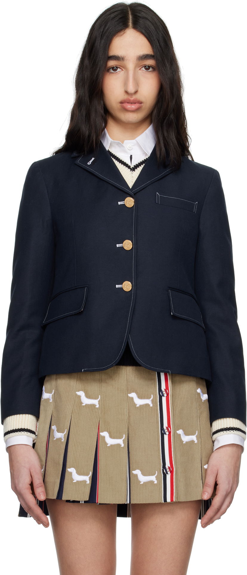 Jakke Thom Browne Thom Browne High Break Sportcoat Blazer Mørkeblå | FBC929H-F0829