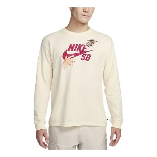 T-shirt Nike SB Long Sleeve T-Shirt Beige | FQ7682-113