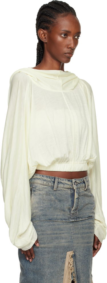 Sweatshirt Rick Owens Concordians Cropped Tunic Hoodie Gul | RO02E4262 JSW, 1