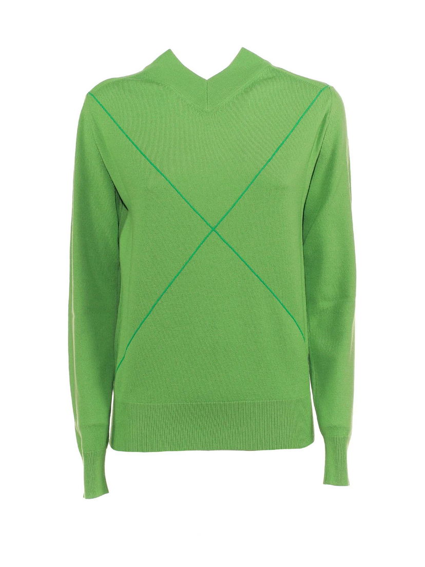 Sweater Bottega Veneta V-Neck Sweater Grøn | 699588V1Z103232