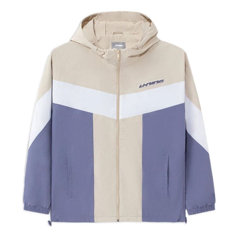 Vindjakke Li-Ning Sports Living Series Colorblock Hooded Jacket Beige | AFDS033-3