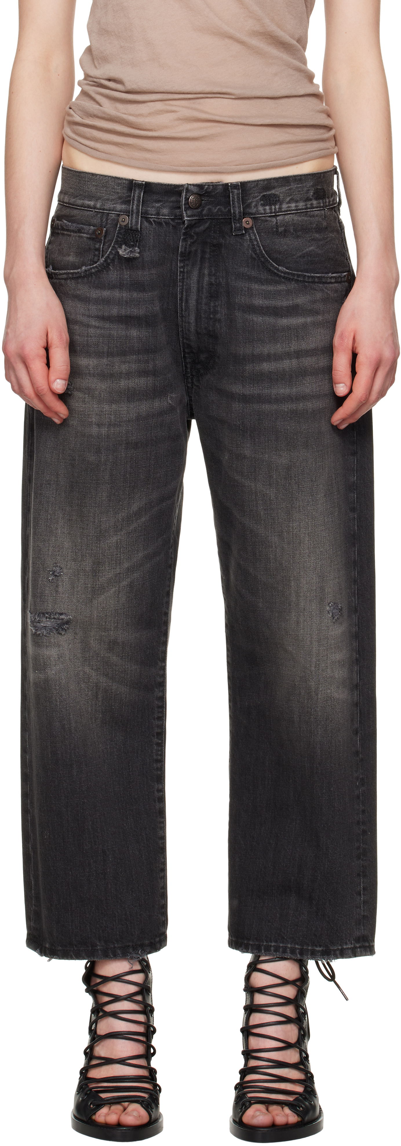 Jeans R13 R13 X-Boyfriend Distressed Jeans Sort | R13WD211-D284A, 0