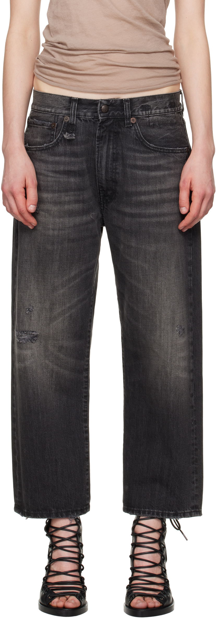 Jeans R13 R13 X-Boyfriend Distressed Jeans Sort | R13WD211-D284A