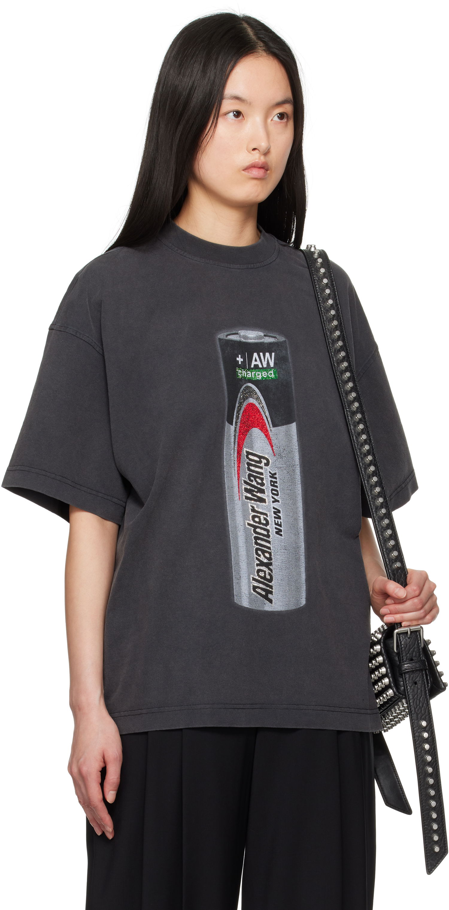 T-shirt Alexander Wang Alexander Wang Unisex Battery Logo-Print Graphic T-Shirt Sort | UCC2251832, 1