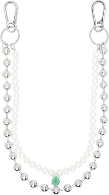 Nøgleringe VEERT The Ball Pearl Chain With Green Stone Grøn | KEYCH2, 2
