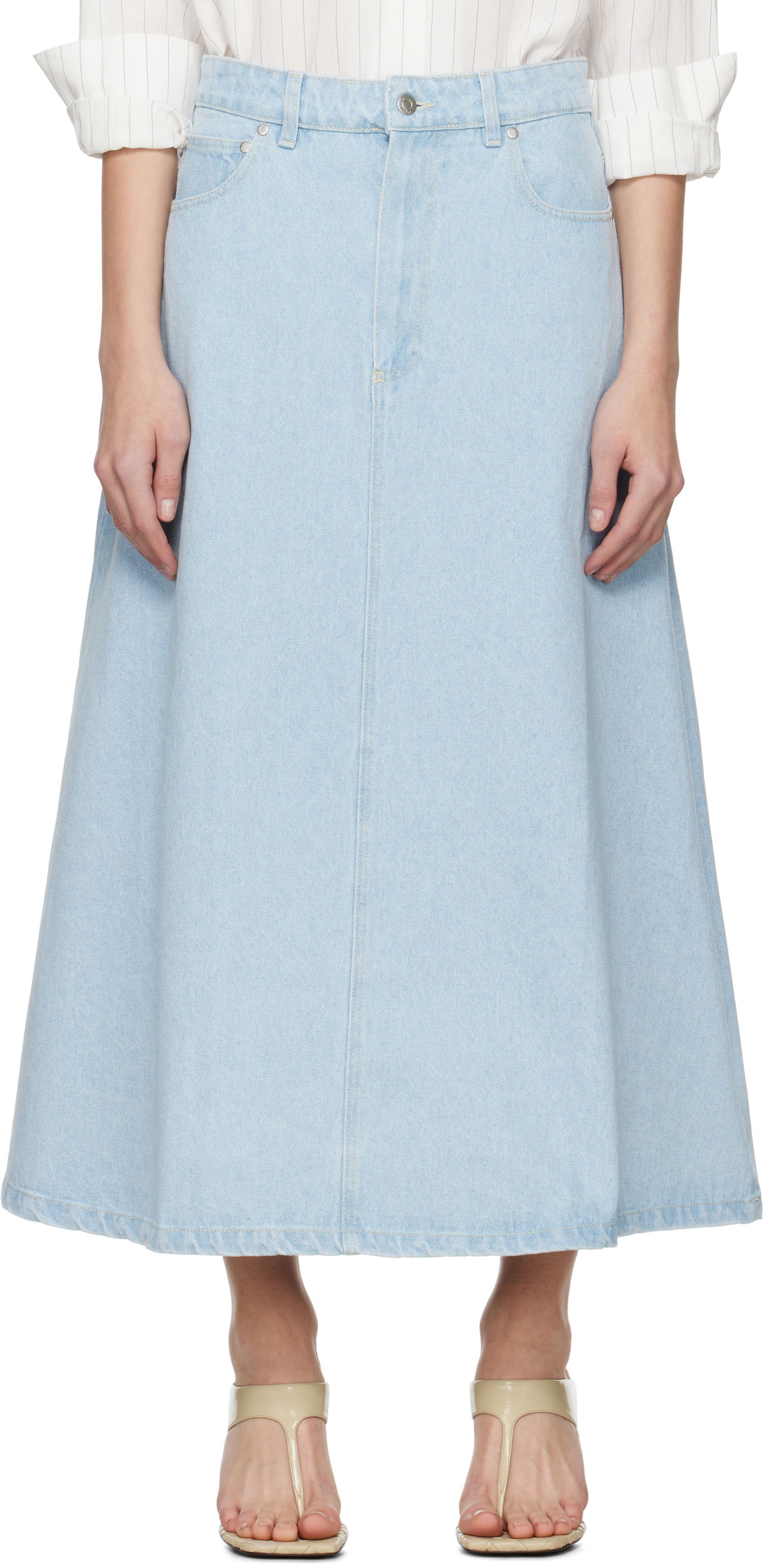 Nederdel Nanushka Nanushka Cintia Denim Midi Skirt Blå | NW25SSSK24152, 0