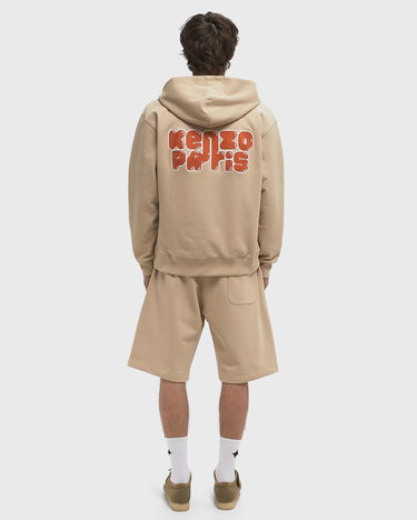 Sweatshirt KENZO Kenzo Elephant Logo Embroidered Zip-Up Hoodie Beige | FF65HO2504MC.11, 2