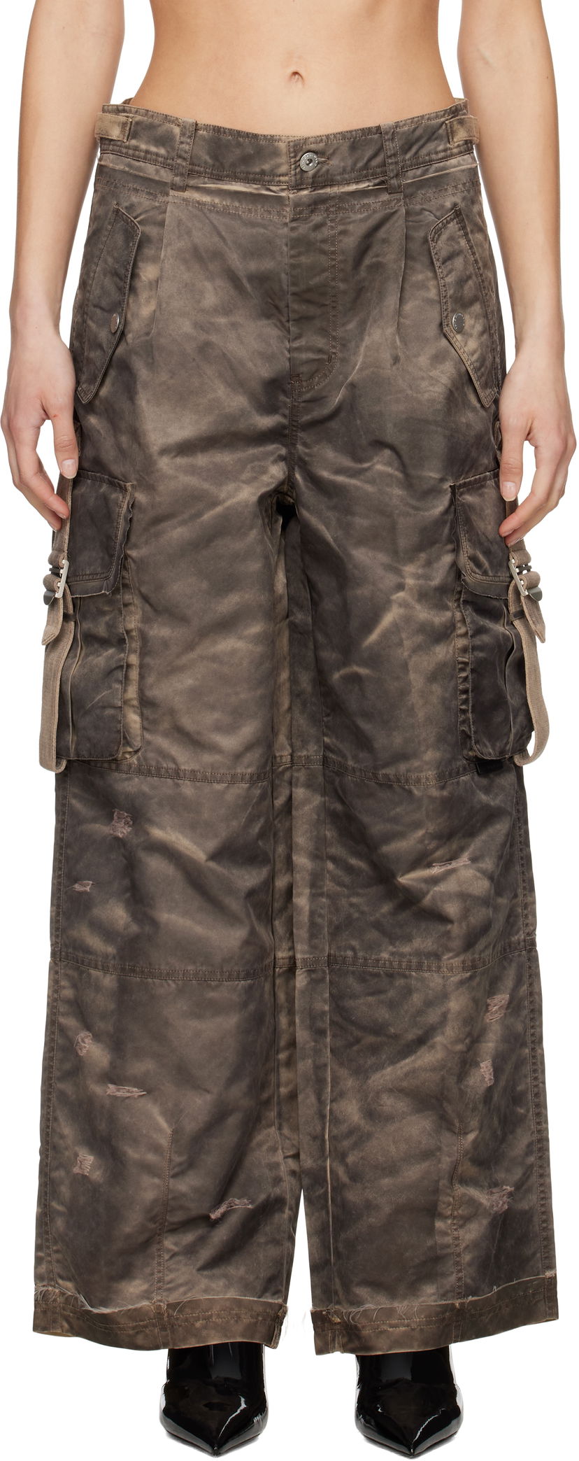 Cargo bukser Feng Chen Wang Feng Chen Wang Sandwashed Cargo Pants Brun | FUS19TR10B