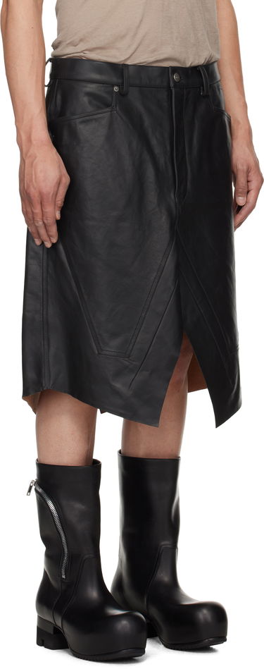 Nederdel Rick Owens Rick Owens Hollywood Leather Skirt Sort | RU01E5345 LTP, 1