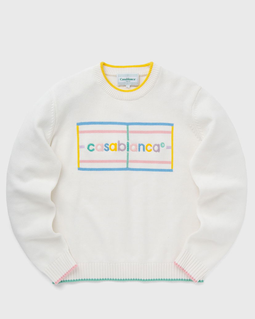 Sweatshirt Casablanca PASTEL COURT EMBROIDERED SWEATER Hvid | MPF24-KW-704-01